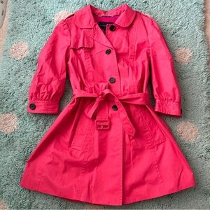 Banana Republic Trench Coat Women Jacket Single Breasted Twill Skirted Belt Pink